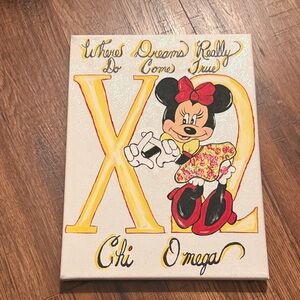 Minnie Mouse Chi Omega Handmade Canvas Art - Sorority